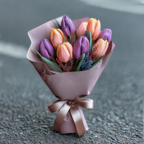 Monet’s Dream — Pink and Purple Tulips