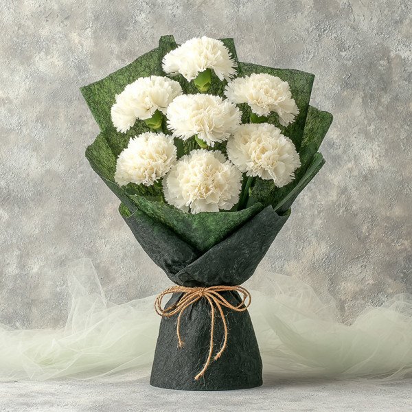 Whispers of the Forest — White Carnation in Green Embrace